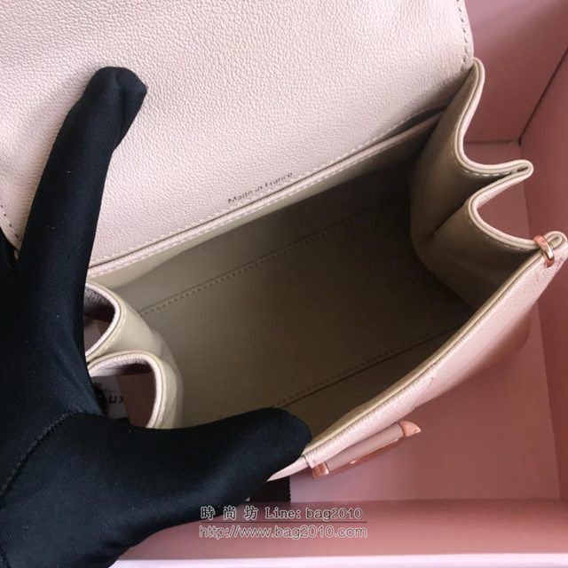 DELVAUX女包 2019春夏最新色 專櫃原廠皮 德爾沃女手提包 DV0020裸粉玫瑰金 小號 Delvaux單肩斜挎包  fcs1160